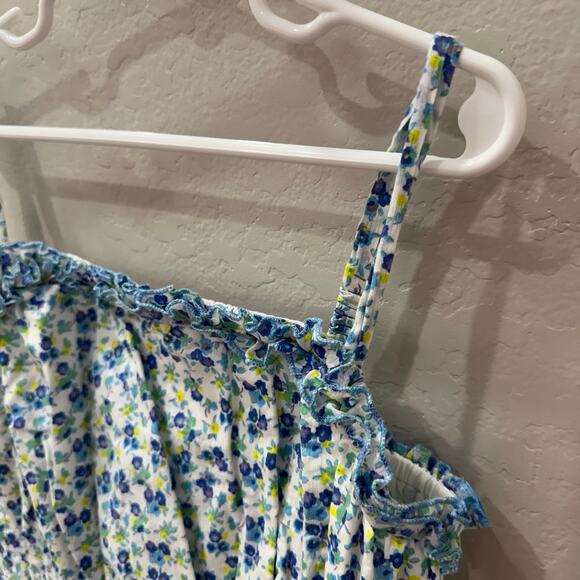 Mini Boden Blue Floral Tank Romper - Picture 2 of 9